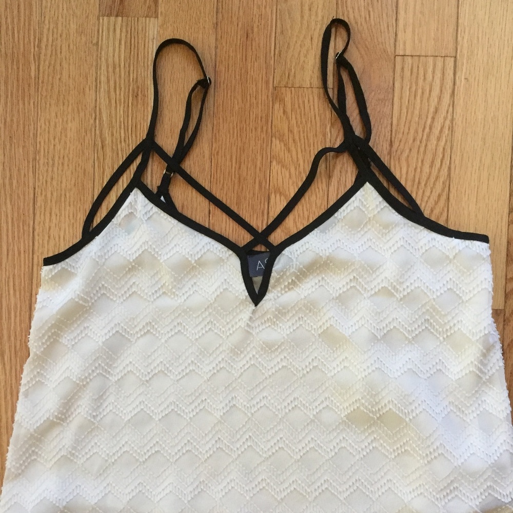 ASTR Flared Cream Tank Top Textured Zigzag Design